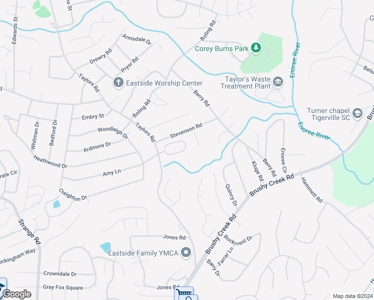 map of restaurants, bars, coffee shops, grocery stores, and more near 120 Lauren Wood Circle in Taylors