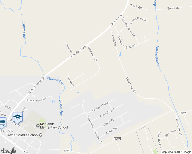 map of restaurants, bars, coffee shops, grocery stores, and more near 223 Maidstone Drive in Richlands