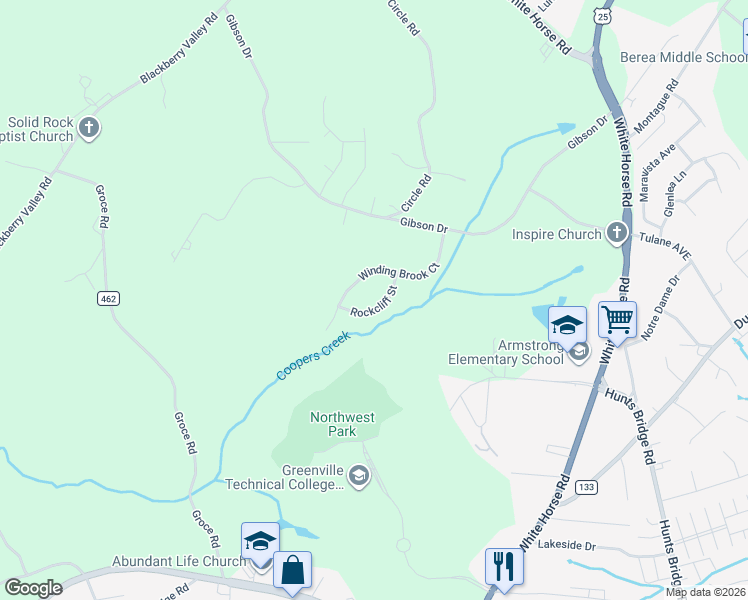 map of restaurants, bars, coffee shops, grocery stores, and more near 712 Rockcliff Street in Greenville
