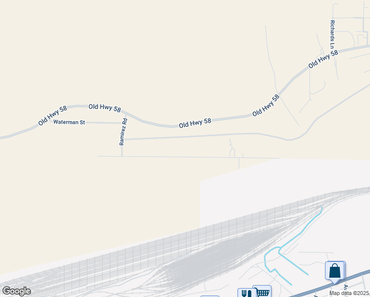 map of restaurants, bars, coffee shops, grocery stores, and more near 28062 Waterman Road in Barstow