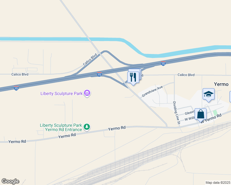 map of restaurants, bars, coffee shops, grocery stores, and more near in Yermo