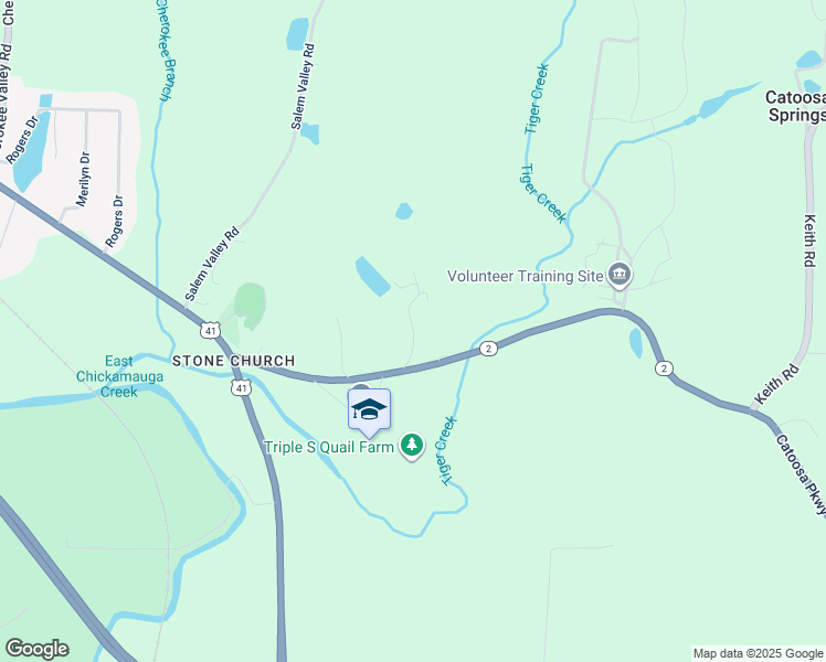 map of restaurants, bars, coffee shops, grocery stores, and more near 393 Catoosa Parkway in Tunnel Hill