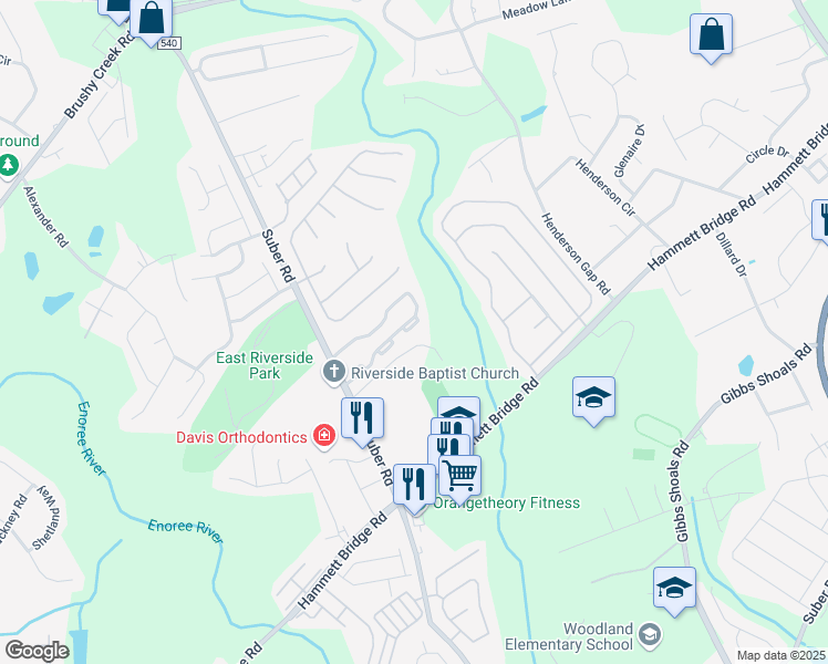 map of restaurants, bars, coffee shops, grocery stores, and more near 80 Spring Crossing Circle in Greer
