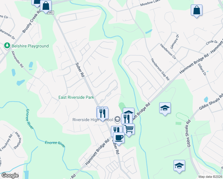 map of restaurants, bars, coffee shops, grocery stores, and more near 67 Spring Crossing Circle in Greer