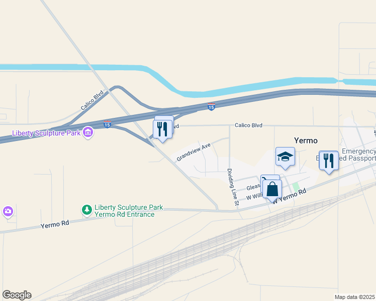 map of restaurants, bars, coffee shops, grocery stores, and more near 37920 Grandview Avenue in Yermo