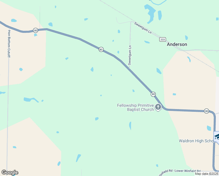 map of restaurants, bars, coffee shops, grocery stores, and more near Highway 80 in Waldron