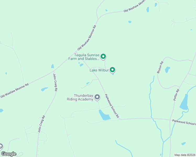 map of restaurants, bars, coffee shops, grocery stores, and more near 5407 Parkwood School Road in Waxhaw