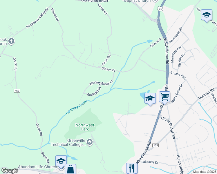 map of restaurants, bars, coffee shops, grocery stores, and more near 705 Rockcliff Street in Greenville