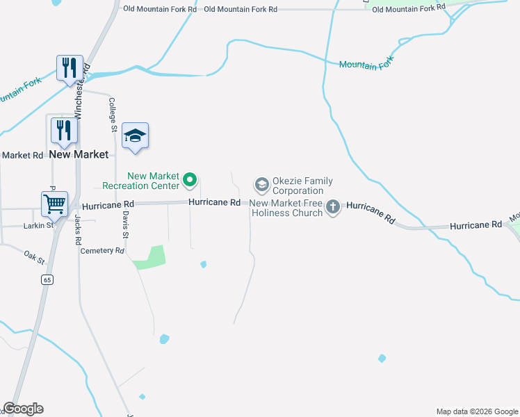 map of restaurants, bars, coffee shops, grocery stores, and more near 560 Hurricane Road in New Market