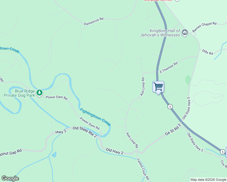 map of restaurants, bars, coffee shops, grocery stores, and more near 346 Cardinal Lane in Blue Ridge