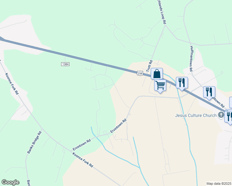 map of restaurants, bars, coffee shops, grocery stores, and more near 725 Greenwich Place in Richlands