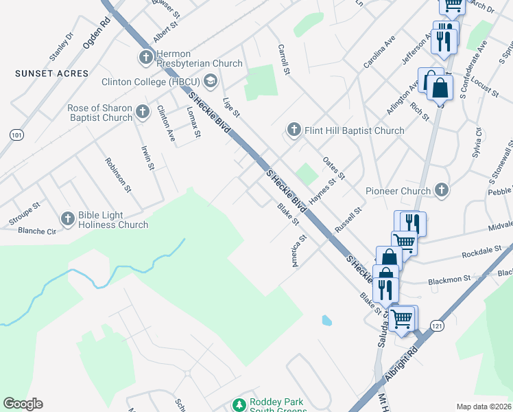 map of restaurants, bars, coffee shops, grocery stores, and more near 1421 Flint Hill Street in Rock Hill