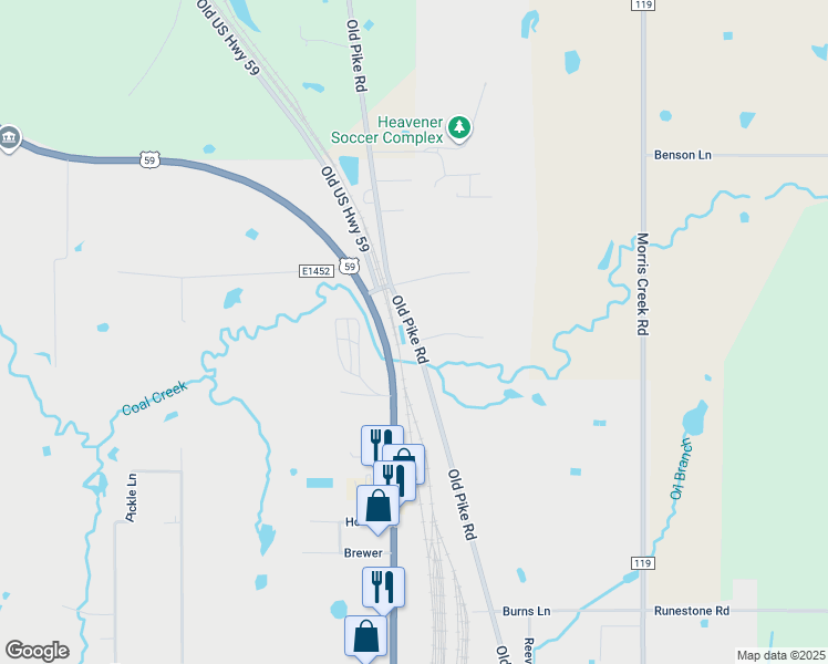map of restaurants, bars, coffee shops, grocery stores, and more near in Heavener