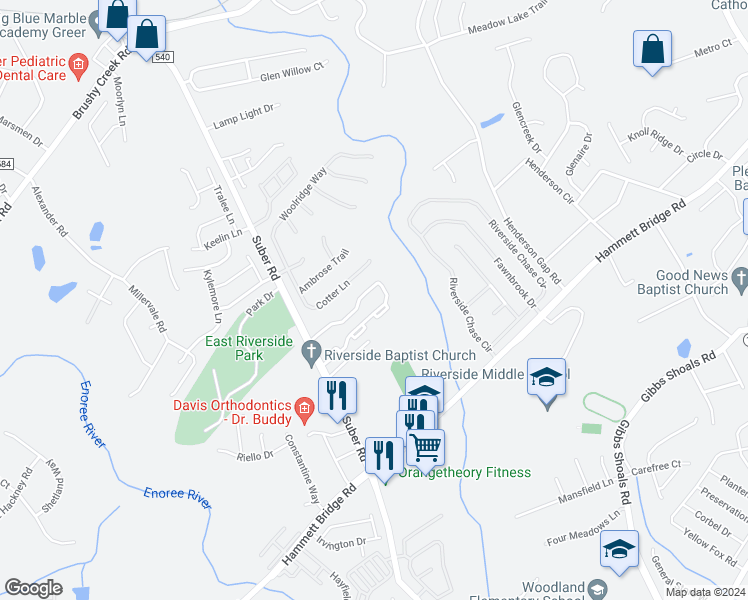 map of restaurants, bars, coffee shops, grocery stores, and more near 153 Gr-Pd-51 in Greer
