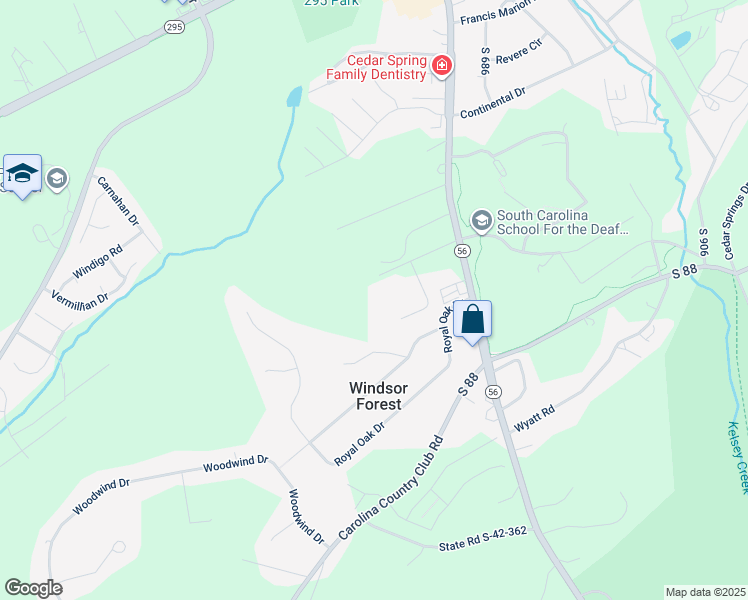 map of restaurants, bars, coffee shops, grocery stores, and more near 340 Cedar Springs Road in Spartanburg