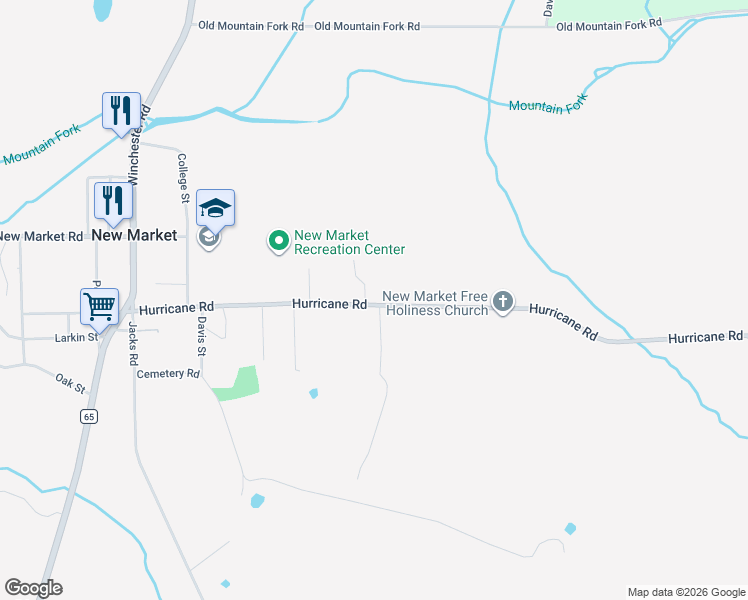 map of restaurants, bars, coffee shops, grocery stores, and more near 535 Hurricane Road in New Market