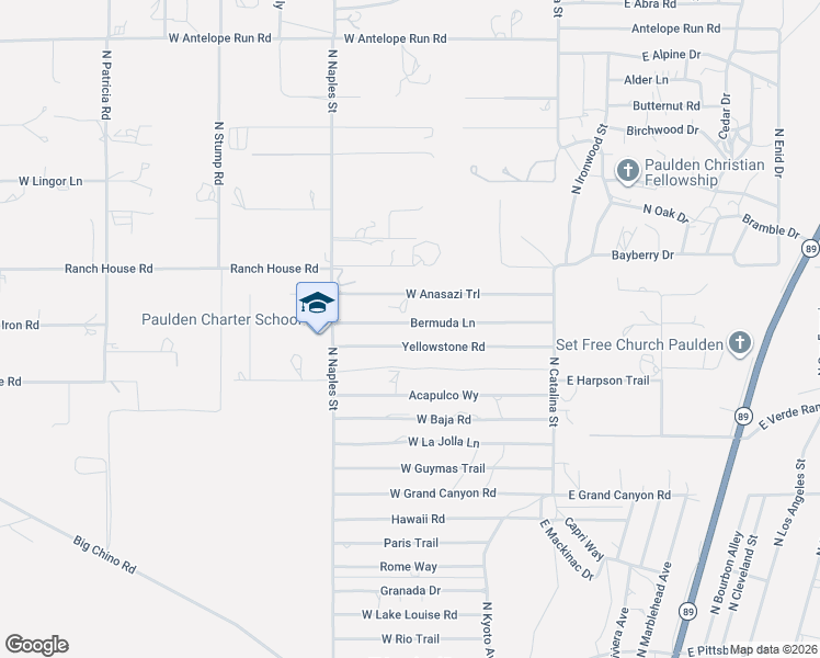 map of restaurants, bars, coffee shops, grocery stores, and more near 335 Bermulda Lane in Paulden