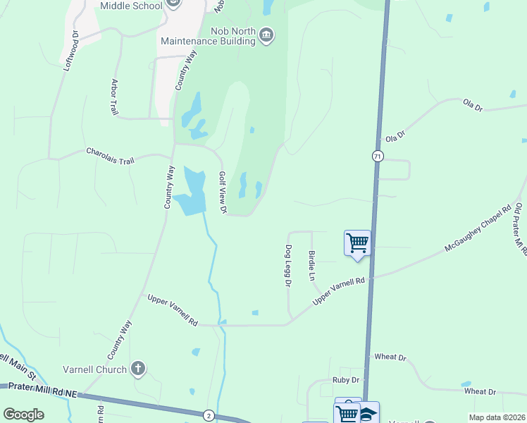 map of restaurants, bars, coffee shops, grocery stores, and more near 122 Golf View Drive in Cohutta