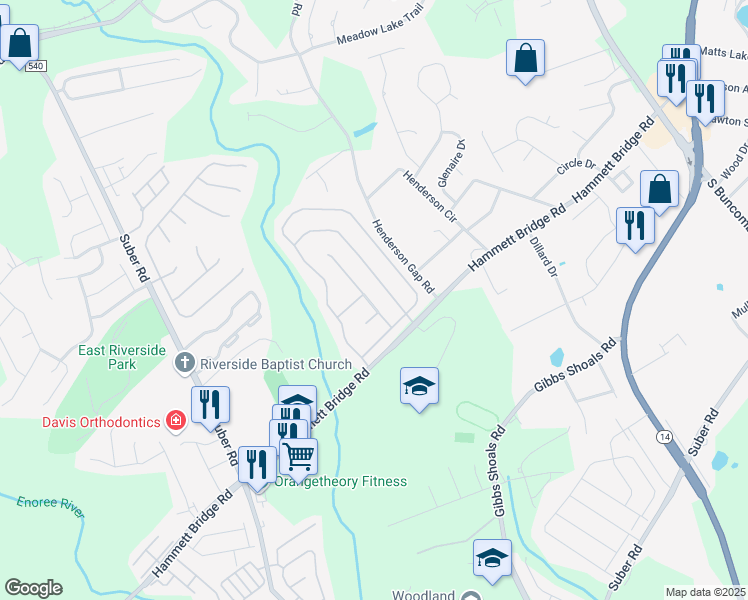 map of restaurants, bars, coffee shops, grocery stores, and more near 104 Big Fox Lane in Greer