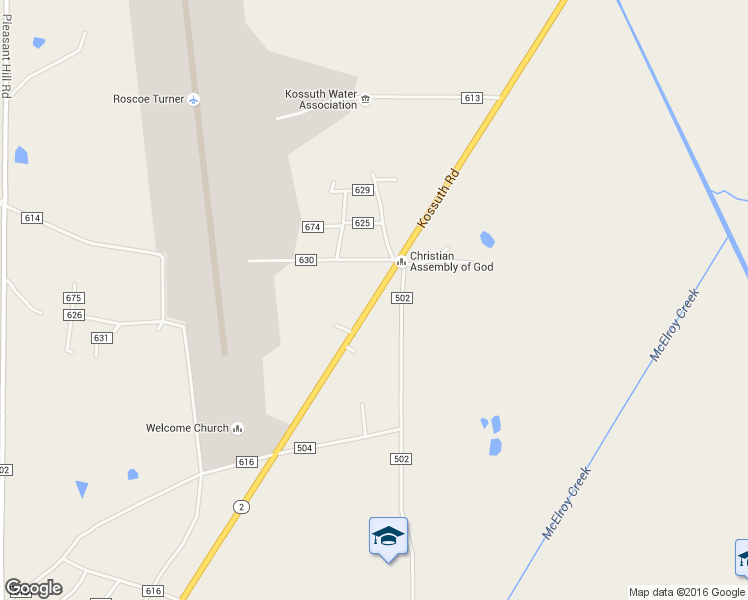 map of restaurants, bars, coffee shops, grocery stores, and more near Highway 2 in Corinth