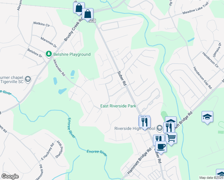 map of restaurants, bars, coffee shops, grocery stores, and more near 1 Galway Drive in Greer
