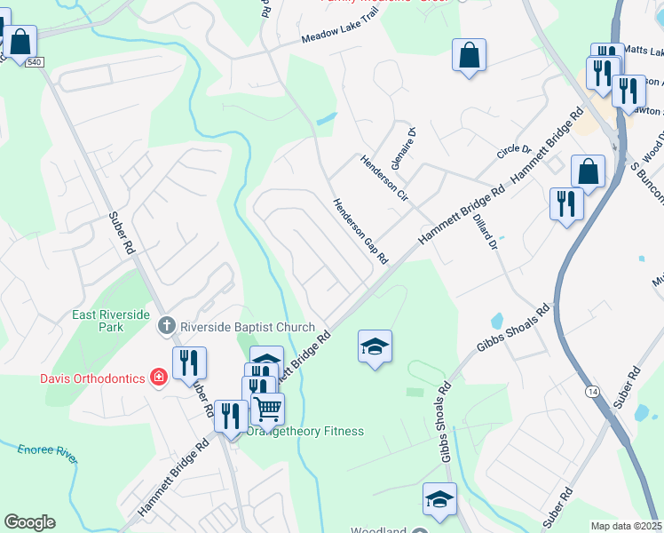 map of restaurants, bars, coffee shops, grocery stores, and more near 106 Big Fox Lane in Greer