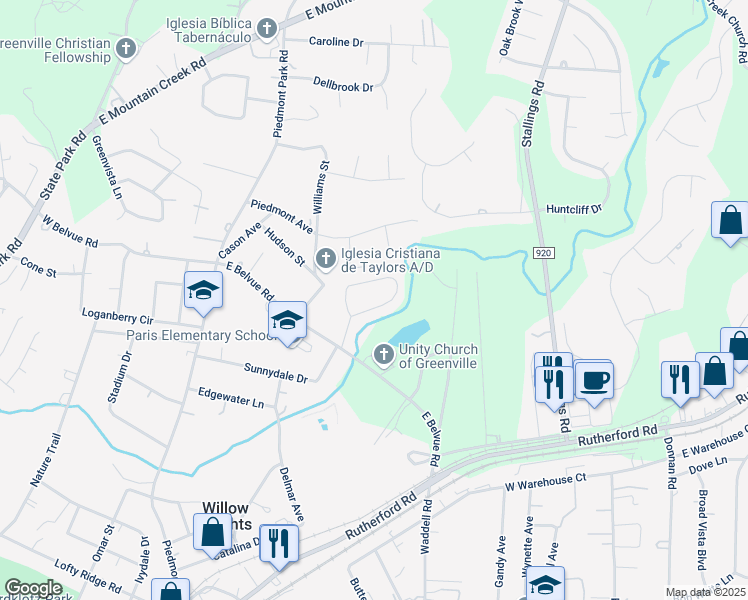 map of restaurants, bars, coffee shops, grocery stores, and more near 28 Weehawken Circle in Taylors