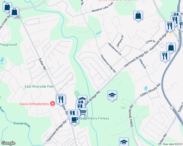 map of restaurants, bars, coffee shops, grocery stores, and more near 206 Riverside Chase Circle in Greer