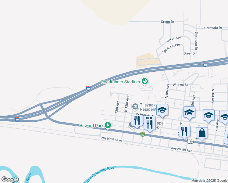 map of restaurants, bars, coffee shops, grocery stores, and more near 1414 West Florida Street in Holbrook