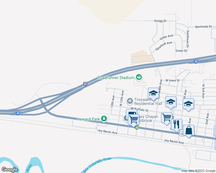 map of restaurants, bars, coffee shops, grocery stores, and more near 1414 West Florida Street in Holbrook