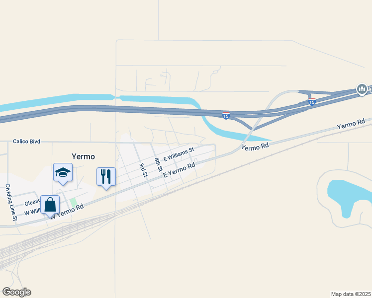 map of restaurants, bars, coffee shops, grocery stores, and more near 541 East Williams Street in Yermo