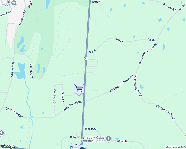 map of restaurants, bars, coffee shops, grocery stores, and more near 161 Roundfield Way in Cohutta
