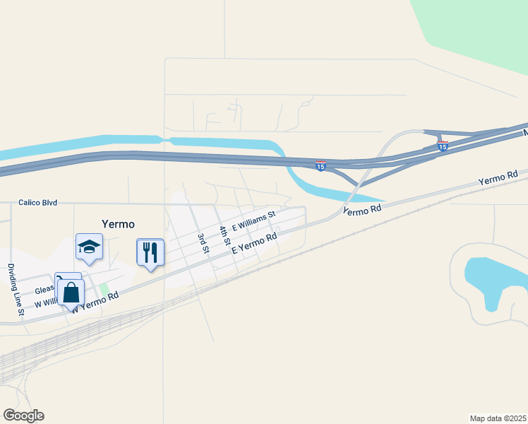 map of restaurants, bars, coffee shops, grocery stores, and more near 541 East Williams Street in Yermo