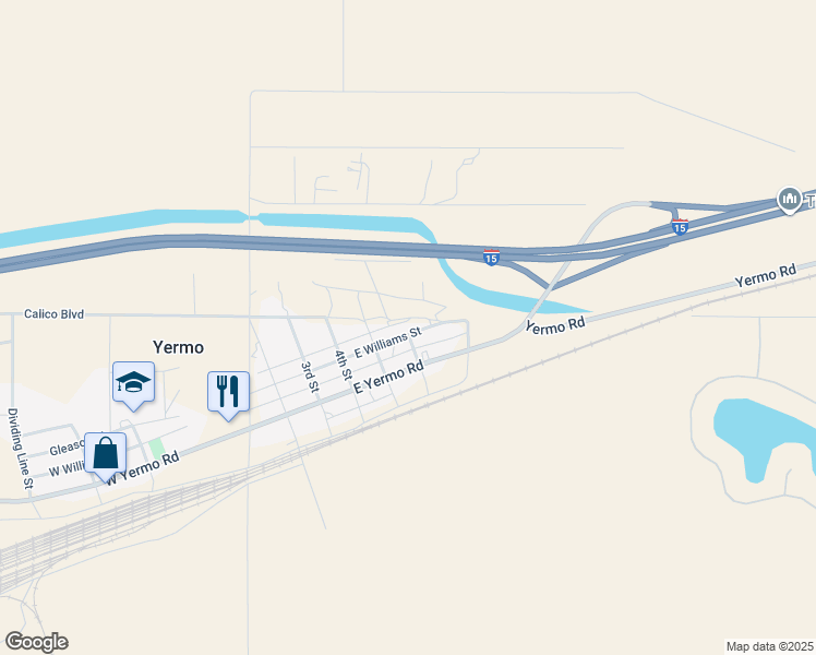 map of restaurants, bars, coffee shops, grocery stores, and more near 38808 East Williams Street in Yermo