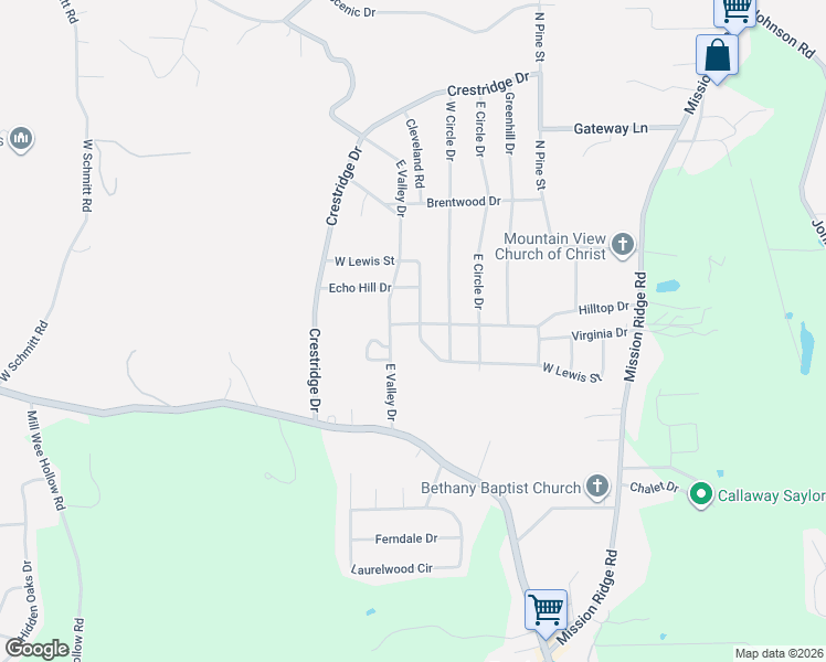 map of restaurants, bars, coffee shops, grocery stores, and more near 1043 West Lewis Street in Rossville