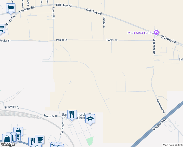 map of restaurants, bars, coffee shops, grocery stores, and more near 30272 Crooks Avenue in Barstow