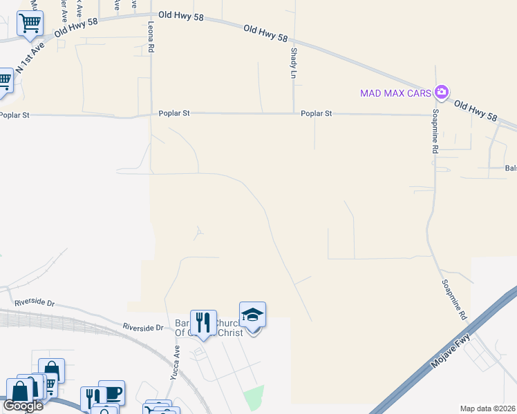 map of restaurants, bars, coffee shops, grocery stores, and more near 30272 Crooks Avenue in Barstow