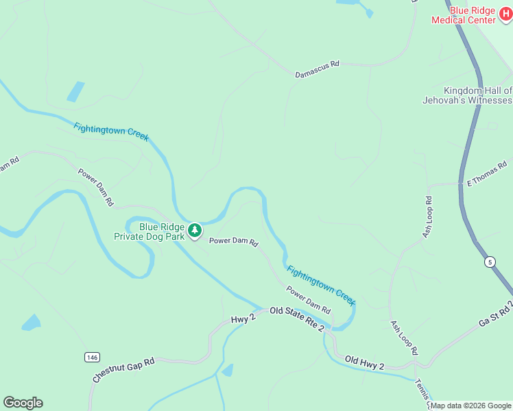 map of restaurants, bars, coffee shops, grocery stores, and more near 112 Fightingtown Drive in Blue Ridge