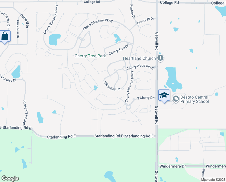 map of restaurants, bars, coffee shops, grocery stores, and more near 2639 Hill Valley Lane in Southaven