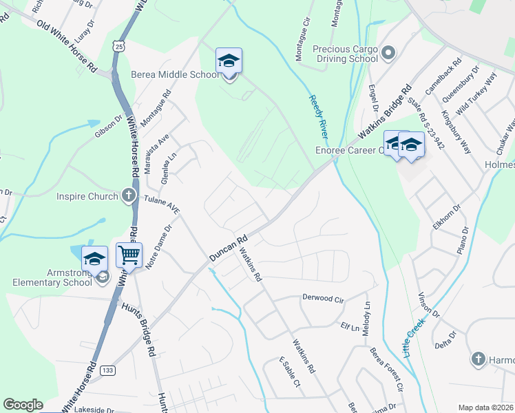 map of restaurants, bars, coffee shops, grocery stores, and more near 206 Downs Road in Greenville
