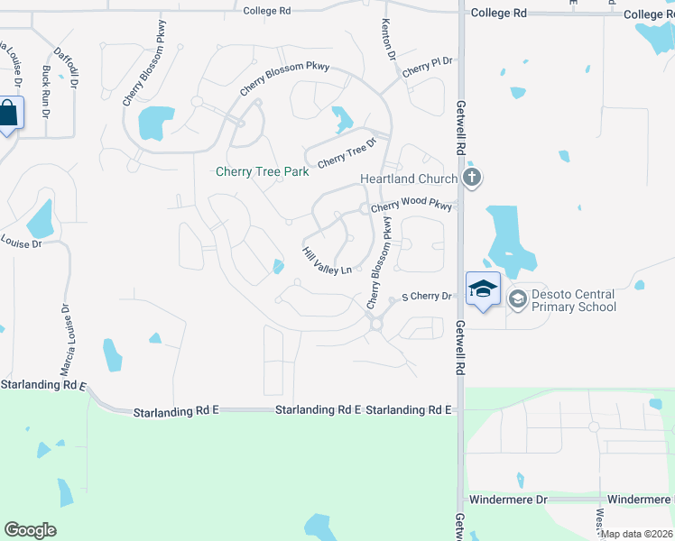 map of restaurants, bars, coffee shops, grocery stores, and more near 2639 Hill Valley Lane in Southaven