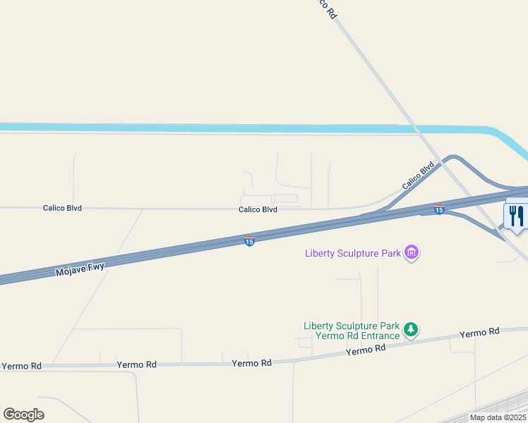 map of restaurants, bars, coffee shops, grocery stores, and more near 37101 Calico Boulevard in Yermo