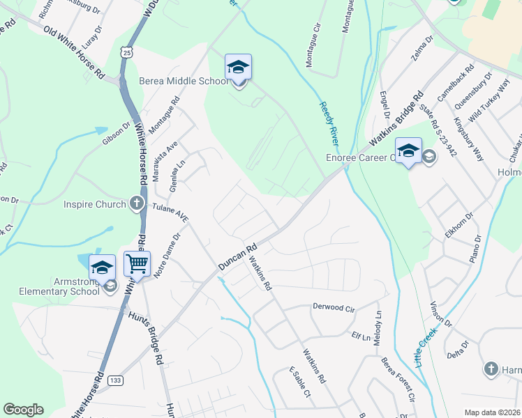 map of restaurants, bars, coffee shops, grocery stores, and more near 208 Summergrass Drive in Greenville