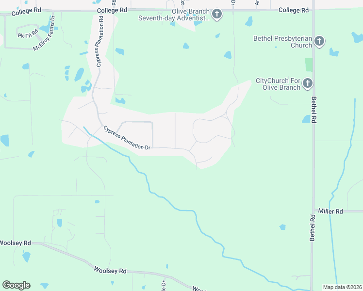 map of restaurants, bars, coffee shops, grocery stores, and more near 3386 Straw Bridge Road in Olive Branch