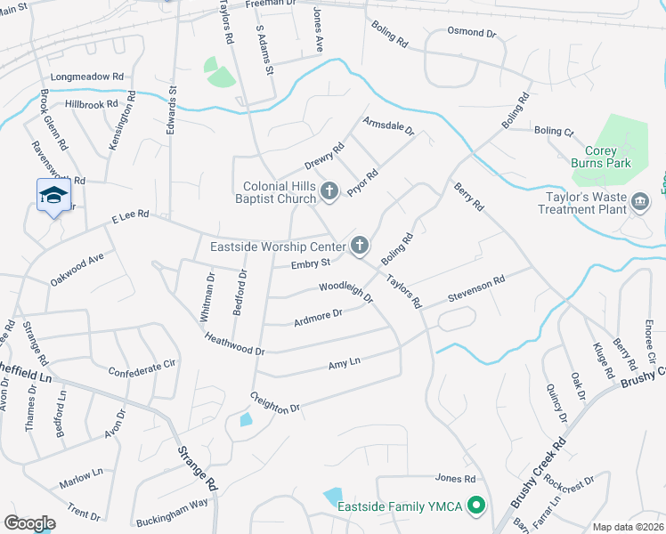 map of restaurants, bars, coffee shops, grocery stores, and more near 19 Embry Street in Taylors