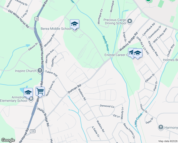 map of restaurants, bars, coffee shops, grocery stores, and more near 902 Leyburn Lane in Greenville