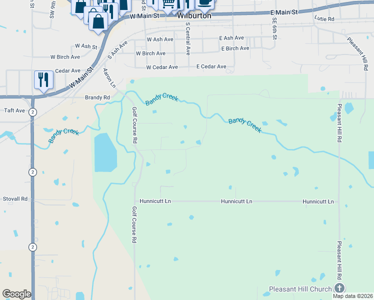 map of restaurants, bars, coffee shops, grocery stores, and more near 715 Dill Road in Wilburton
