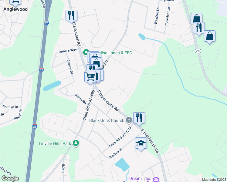 map of restaurants, bars, coffee shops, grocery stores, and more near 304 Black Beaver Court in Moore