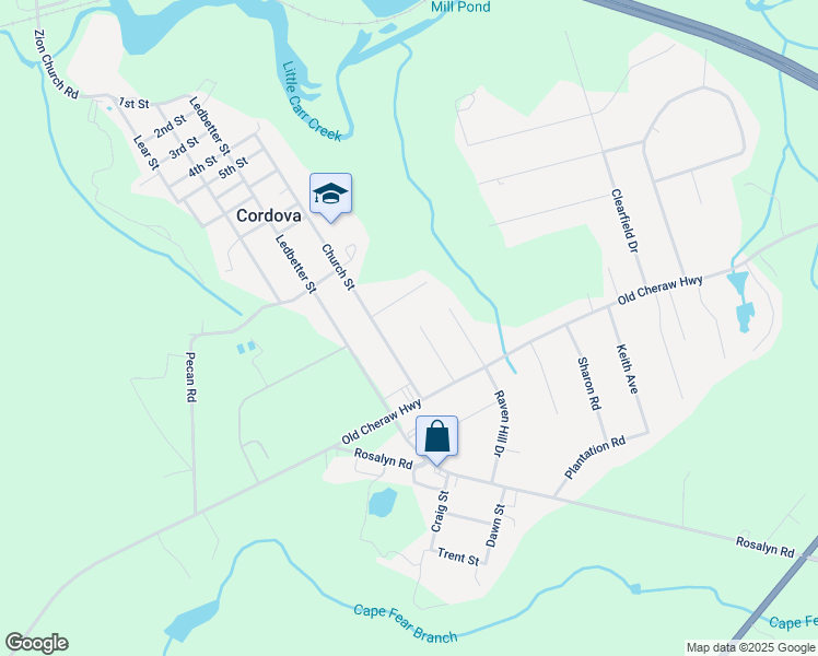 map of restaurants, bars, coffee shops, grocery stores, and more near 135 Crestmont Drive in Rockingham
