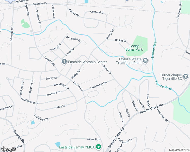 map of restaurants, bars, coffee shops, grocery stores, and more near 21 Sunrise Drive in Taylors